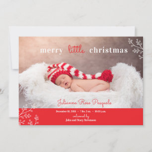 小さなメリークリスマス写真の誕生発表 シーズンカード
