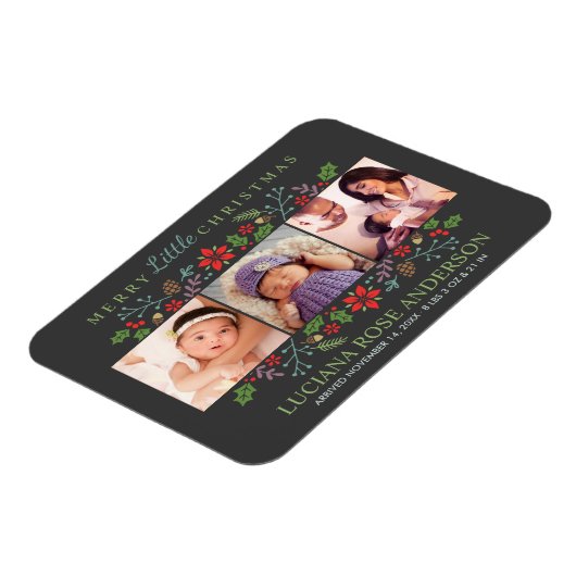 小さなメリークリスマス写真の誕生発表 マグネット (左側)