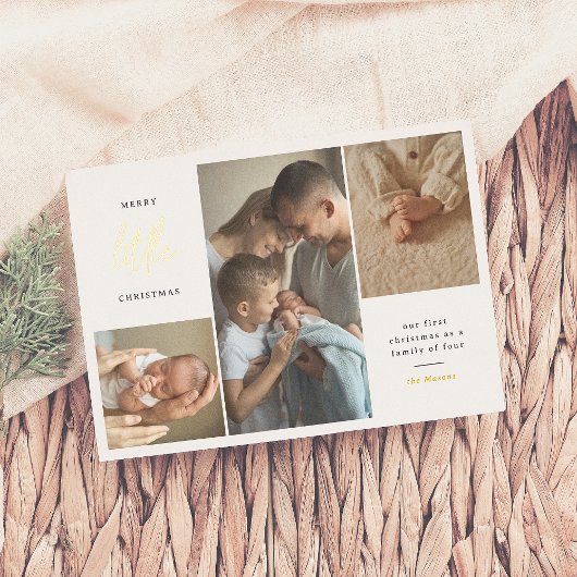 小さなメリークリスマス初めてのクリスマス4写真 箔シーズンカード