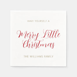 小さなメリークリスマス名レッド金ゴールドホワイト スタンダードカクテルナプキン