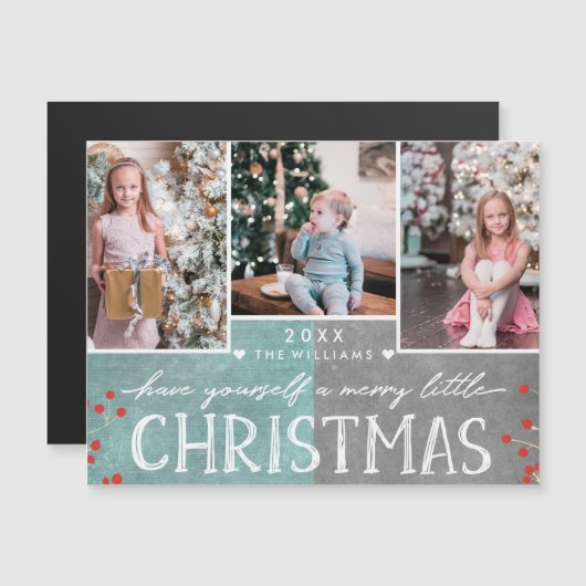 小さなメリークリスマス家族の写真コラージュ (正面/裏面)