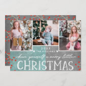 小さなメリークリスマス家族の写真コラージュ シーズンカード (正面/裏面)