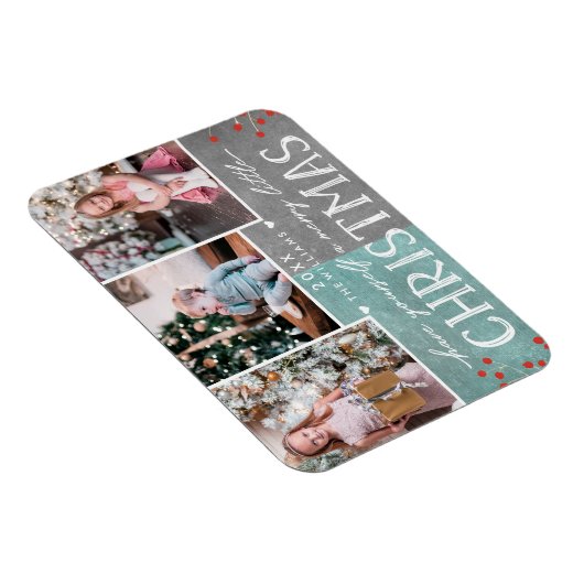 小さなメリークリスマス家族の写真コラージュ マグネット (右側)