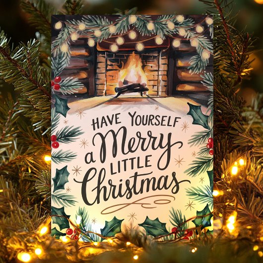 小さなメリークリスマス暖炉 シーズンカード