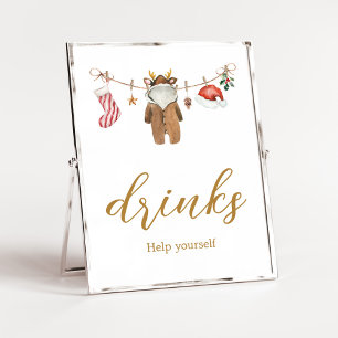 小さなメリークリスマス服の赤ちゃんシャワー飲料 ポスター