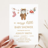 小さなメリークリスマス服の赤ちゃんシャワー 招待状