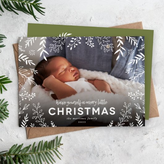 小さなメリークリスマス植物用オーバーレイ写真 シーズンカード