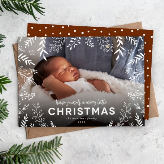 小さなメリークリスマス植物用オーバーレイ写真 シーズンカード