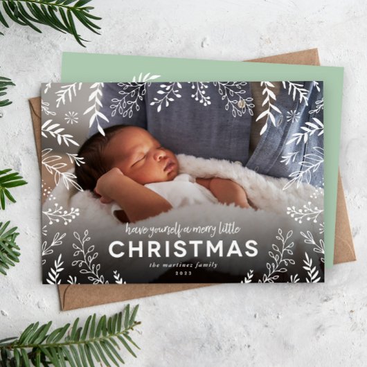 小さなメリークリスマス植物用オーバーレイ写真 シーズンカード