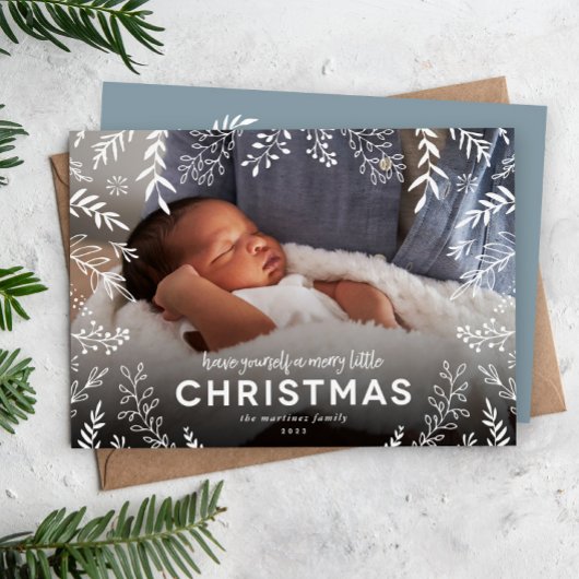 小さなメリークリスマス植物用オーバーレイ写真 シーズンカード