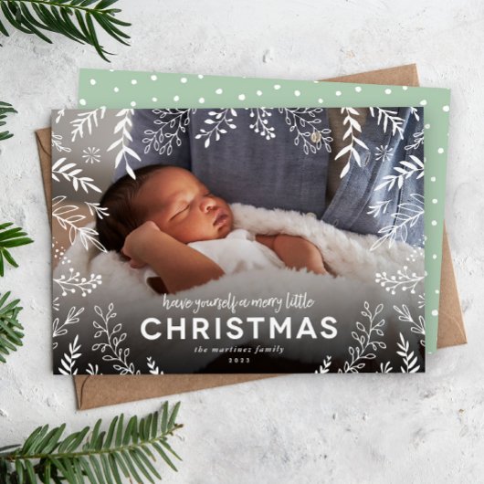 小さなメリークリスマス植物用オーバーレイ写真 シーズンカード