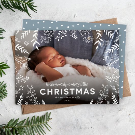 小さなメリークリスマス植物用オーバーレイ写真 シーズンカード