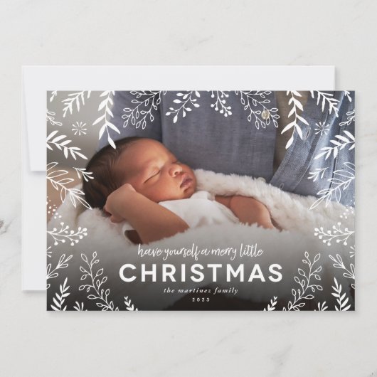 小さなメリークリスマス植物用オーバーレイ写真 シーズンカード (正面)