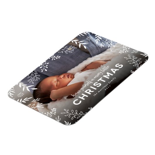 小さなメリークリスマス植物用オーバーレイ写真 マグネット (左側)