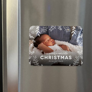 小さなメリークリスマス植物用オーバーレイ写真 マグネット