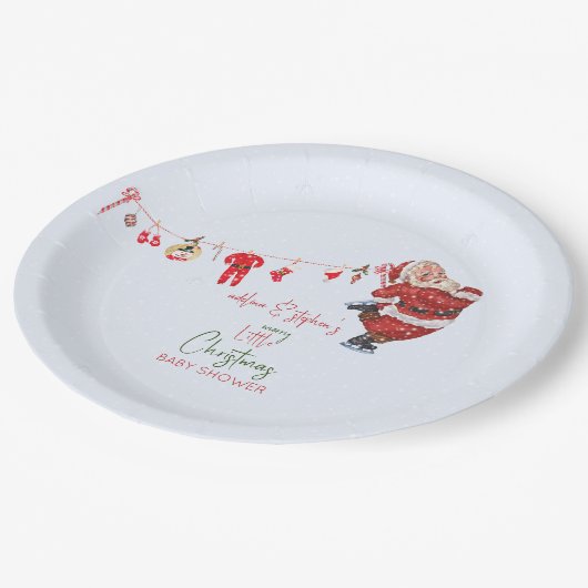 小さなメリークリスマス男の子の子の冬の赤ちゃんシャワー ペーパープレート (アングル)