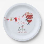 小さなメリークリスマス男の子の子の冬の赤ちゃんシャワー ペーパープレート (正面)