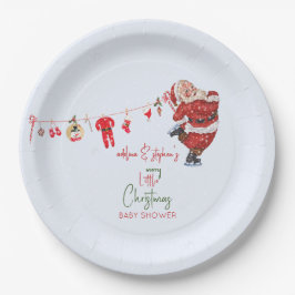 小さなメリークリスマス男の子の子の冬の赤ちゃんシャワー ペーパープレート