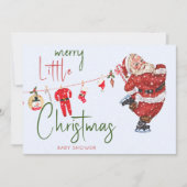 小さなメリークリスマス男の子の子の冬の赤ちゃんシャワー 招待状 (正面)