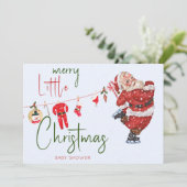 小さなメリークリスマス男の子の子の冬の赤ちゃんシャワー 招待状 (スタンド正面)