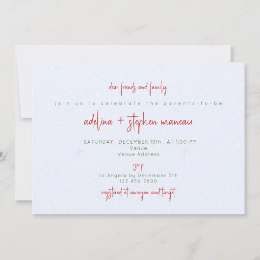 小さなメリークリスマス男の子の子の冬の赤ちゃんシャワー 招待状 (裏面)