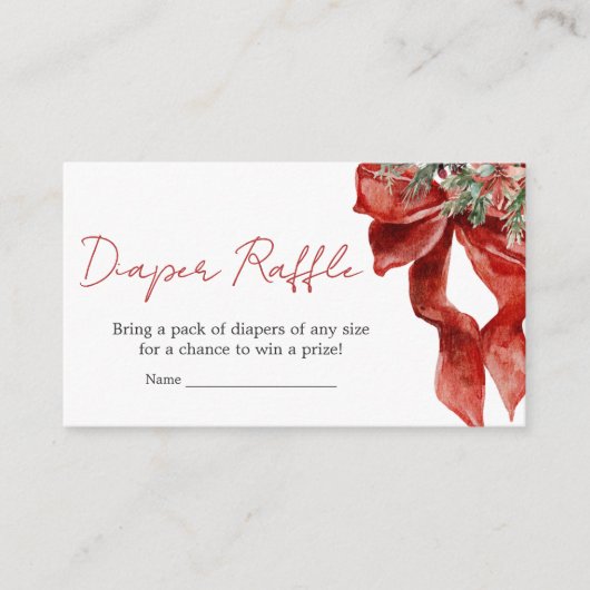 小さなメリークリスマス赤ちゃんシャワーおむつラッフル エンクロージャーカード (正面)