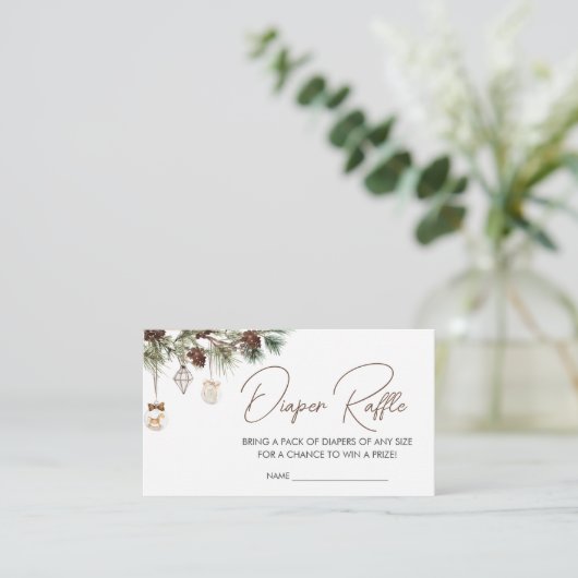 小さなメリークリスマス赤ちゃんシャワーおむつラッフル エンクロージャーカード (スタンド正面)