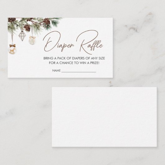 小さなメリークリスマス赤ちゃんシャワーおむつラッフル エンクロージャーカード (正面/裏面)