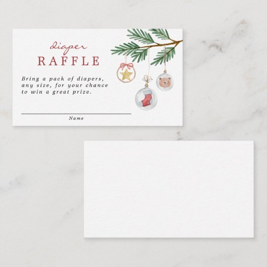 小さなメリークリスマス赤ちゃんシャワーおむつラッフル エンクロージャーカード (正面/裏面)