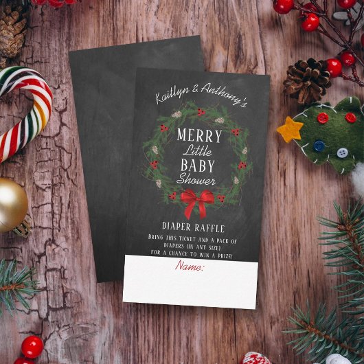 小さなメリークリスマス赤ちゃんシャワーおむつラッフル エンクロージャーカード
