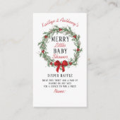 小さなメリークリスマス赤ちゃんシャワーおむつラッフル エンクロージャーカード (正面)