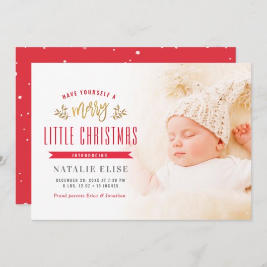 小さなメリークリスマス | 出産発表 シーズンカード (正面/裏面)