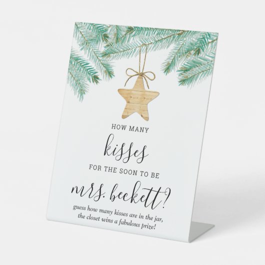 小さなメリーブライダルシャワーはキスゲームを推測 台座サイン (正面)