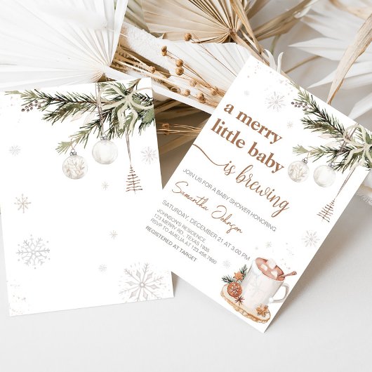 小さなメリーベビーが赤ちゃんシャワーを醸造している 招待状