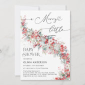 小さなメリー冬のフローラエレガントの赤ちゃんシャワー 招待状 (正面)