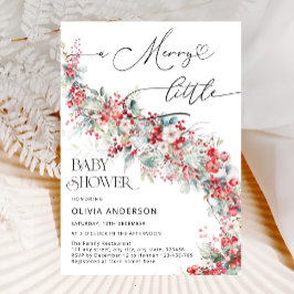 小さなメリー冬のフローラエレガントの赤ちゃんシャワー 招待状