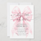 小さなメリー冬の赤面ピンクボウ赤ちゃんシャワー 招待状 (正面)