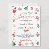 小さなメリー水色の赤ちゃんシャワー 招待状 (正面)