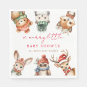 小さなメリー赤ちゃんシャワーのクリスマスウッドランド動物 スタンダードランチョンナプキン (正面)