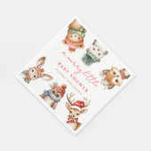小さなメリー赤ちゃんシャワーのクリスマスウッドランド動物 スタンダードランチョンナプキン (角)