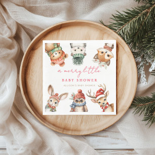 小さなメリー赤ちゃんシャワーのクリスマスウッドランド動物 スタンダードランチョンナプキン
