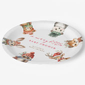 小さなメリー赤ちゃんシャワーのクリスマスウッドランド動物 ペーパープレート (アングル)