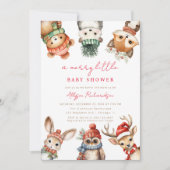 小さなメリー赤ちゃんシャワーのクリスマスウッドランド動物 招待状 (正面)