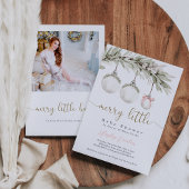 小さなメリー赤ちゃんシャワーのクリスマス装飾 招待状