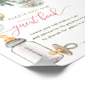 小さなメリー赤ちゃんシャワーのゲストブックサイン ポスター (角)