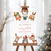 小さなメリー赤ちゃんシャワーウッドランド歓迎サイン ポスター