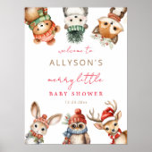 小さなメリー赤ちゃんシャワーウッドランド歓迎サイン ポスター (正面)