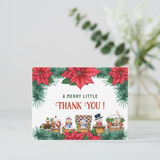 小さなメリー赤ちゃんシャワーカスタム冬ありがとう ポストカード (スタンド正面)