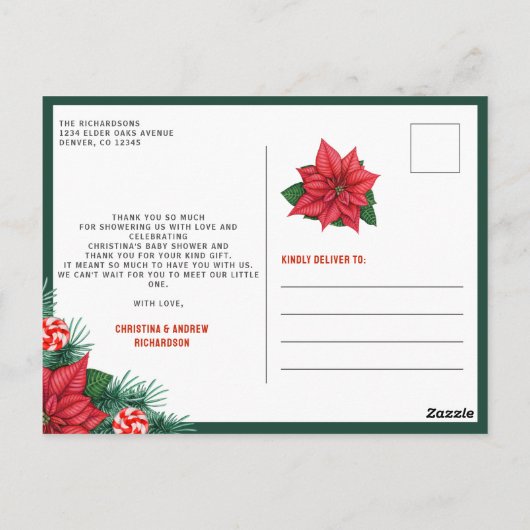 小さなメリー赤ちゃんシャワーカスタム冬ありがとう ポストカード (裏面)