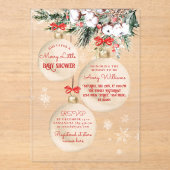 小さなメリー赤ちゃんシャワーモダンクリスマス アクリル招待状 (正面)